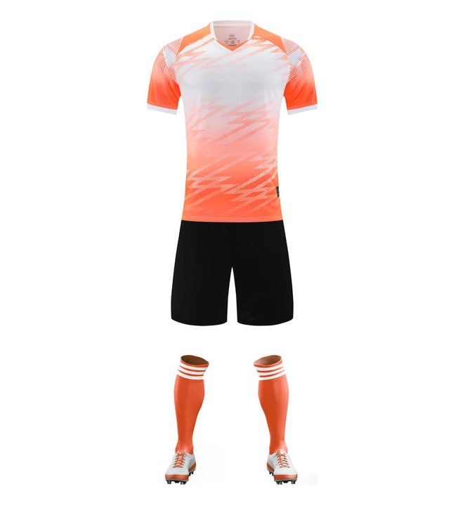 V-neck Short Sleeve Striped Soccer Jersey – FRONT 3