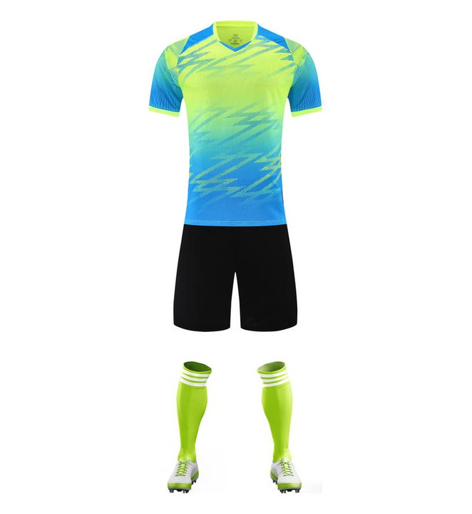 V-neck Short Sleeve Striped Soccer Jersey – FRONT 2