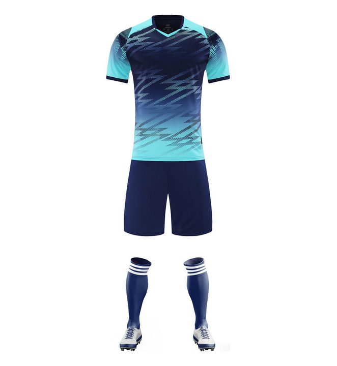 V-neck Short Sleeve Striped Soccer Jersey – FRONT 7