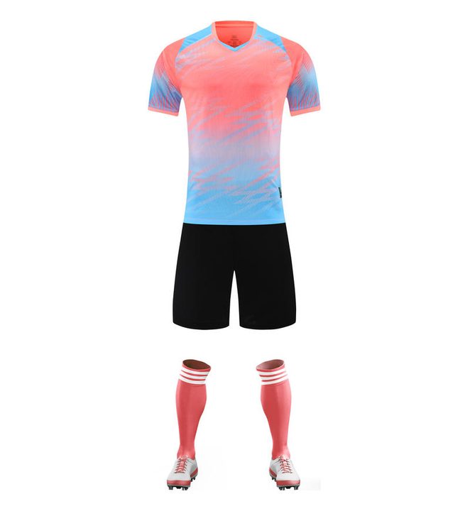 V-neck Short Sleeve Striped Soccer Jersey – FRONT 5