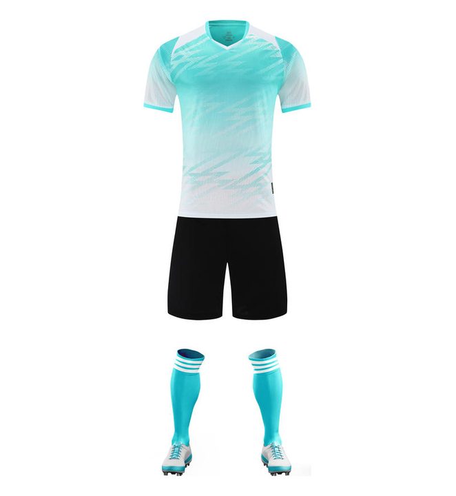 V-neck Short Sleeve Striped Soccer Jersey – FRONT 4