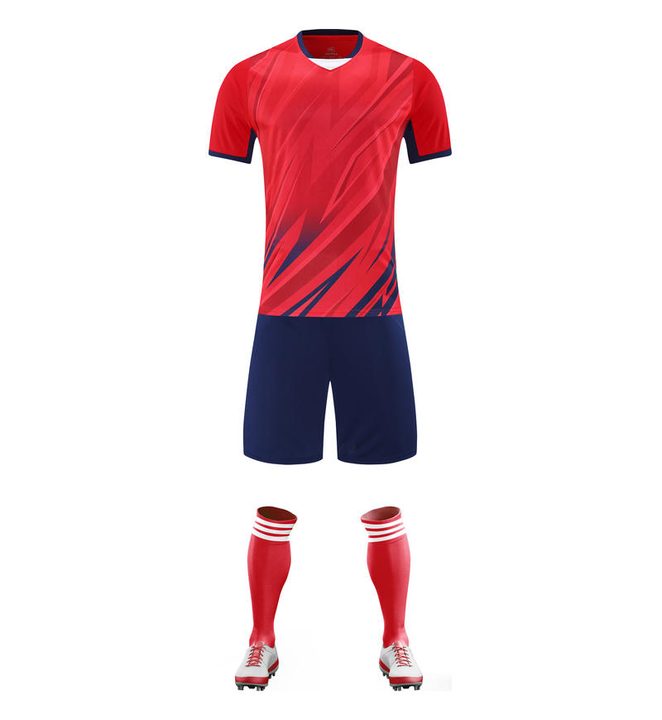 Tricou de fotbal, cu mânecă scurtă, cu decolteu în V și cu dungi – FRONT 5