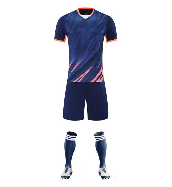 Tricou de fotbal, cu mânecă scurtă, cu decolteu în V și cu dungi – FRONT 1