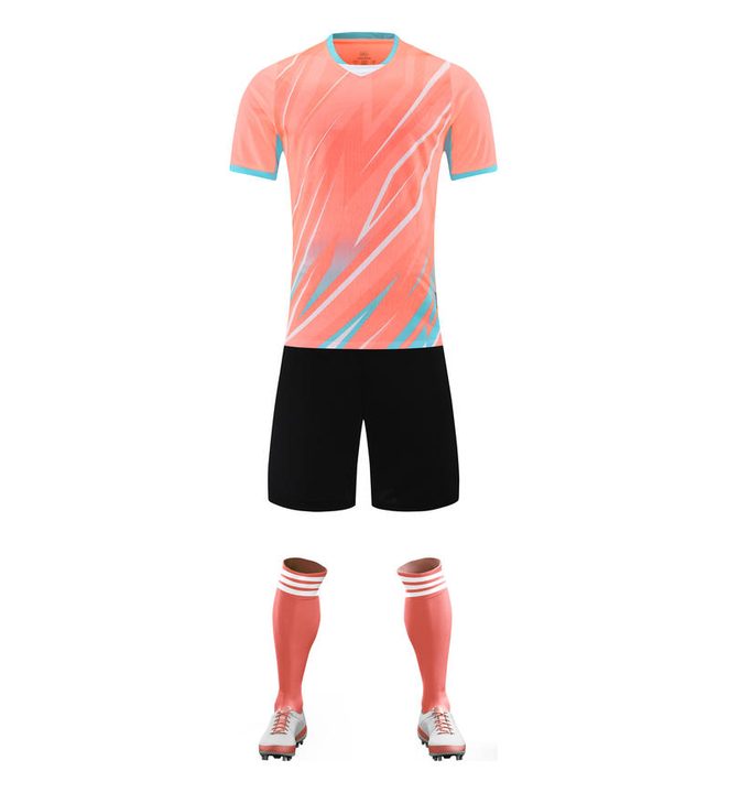 Tricou de fotbal, cu mânecă scurtă, cu decolteu în V și cu dungi – FRONT 6