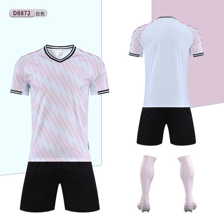 Tricou de fotbal, cu mânecă scurtă, cu decolteu în V și cu dungi – COMBO 3
