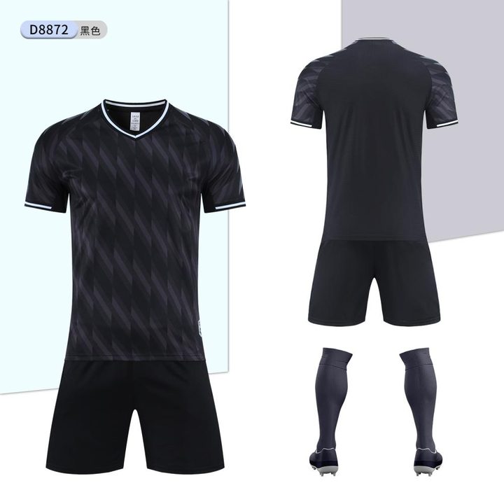 Tricou de fotbal, cu mânecă scurtă, cu decolteu în V și cu dungi – COMBO 1