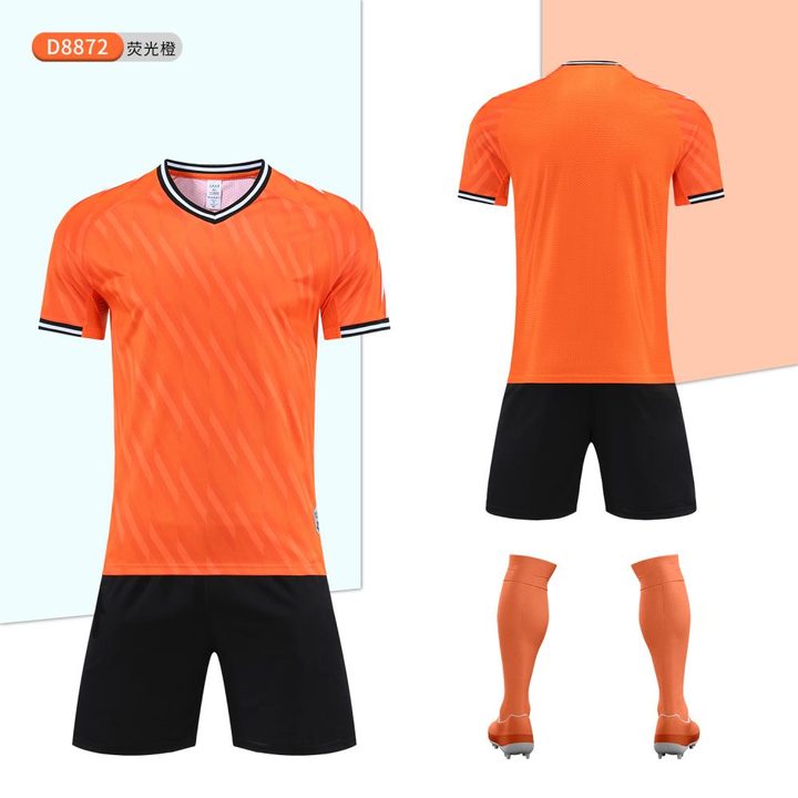 Tricou de fotbal, cu mânecă scurtă, cu decolteu în V și cu dungi – COMBO 5