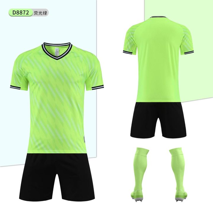 Tricou de fotbal, cu mânecă scurtă, cu decolteu în V și cu dungi – COMBO 6