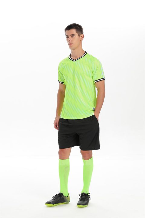 Tricou de fotbal, cu mânecă scurtă, cu decolteu în V și cu dungi – MODEL 1
