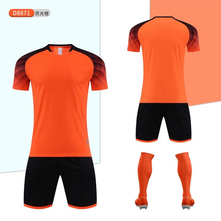 Maillot de football à manches courtes avec col V à rayures – COMBO 12