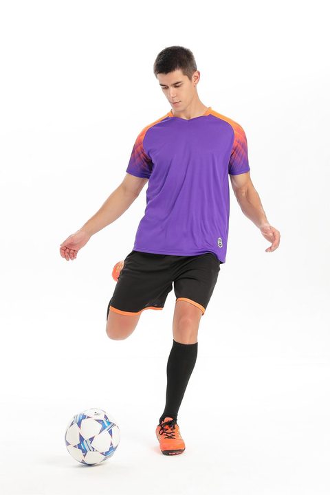 Maillot de football à manches courtes avec col V à rayures – MODEL 5