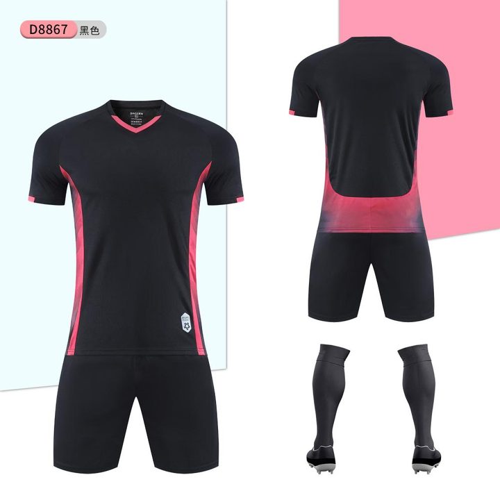 V-neck Short Sleeve Geometric Soccer Jersey – COMBO 1