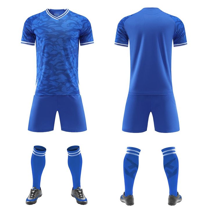 Tricou de fotbal, cu mânecă scurtă, cu decolteu în V și cu dungi – COMBO 1