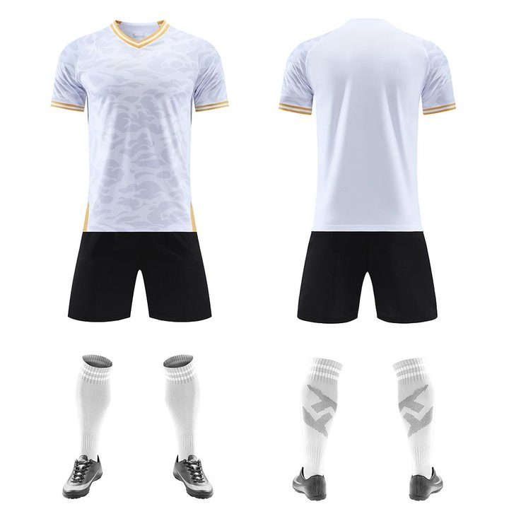 Tricou de fotbal, cu mânecă scurtă, cu decolteu în V și cu dungi – COMBO 5