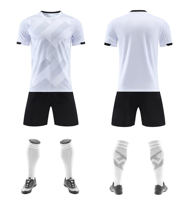 Kurzarm-Fußballtrikot mit Rundhalsausschnitt und Streifen – COMBO 1