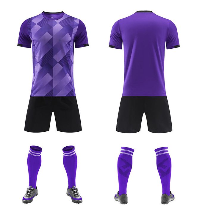 Kurzarm-Fußballtrikot mit Rundhalsausschnitt und Streifen – COMBO 2