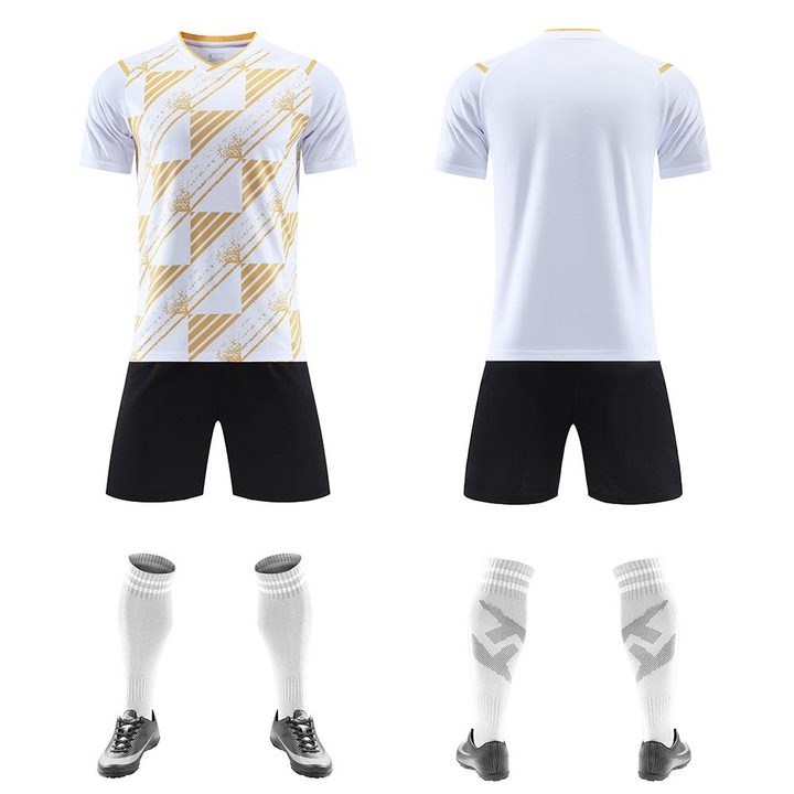 Maglia da calcio a maniche corte con scollo a V con righe – COMBO 4