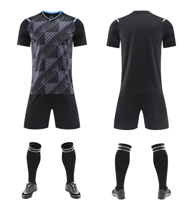 Maglia da calcio a maniche corte con scollo a V con righe – COMBO 1