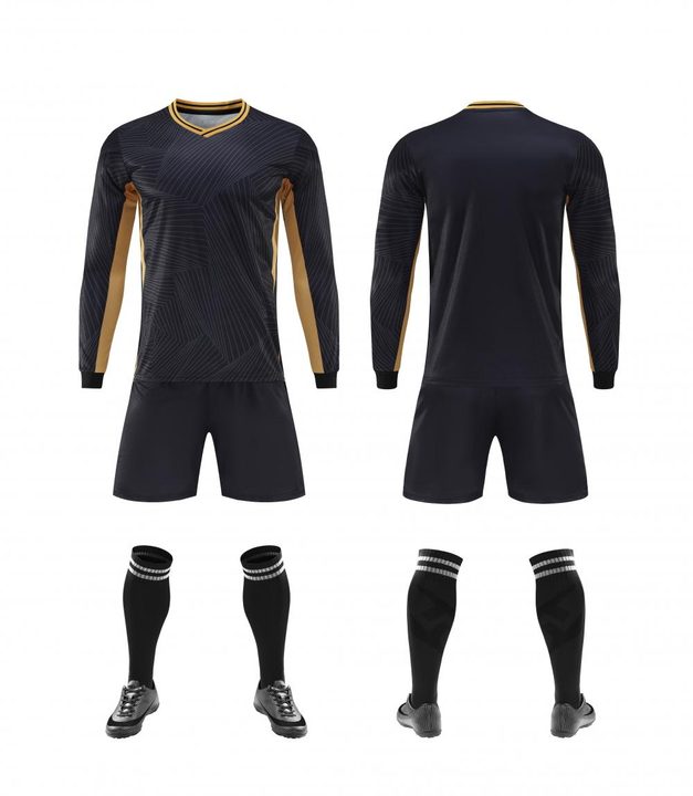 Tricou de fotbal, cu mânecă lungă, cu decolteu în V și cu model geometric – COMBO 5