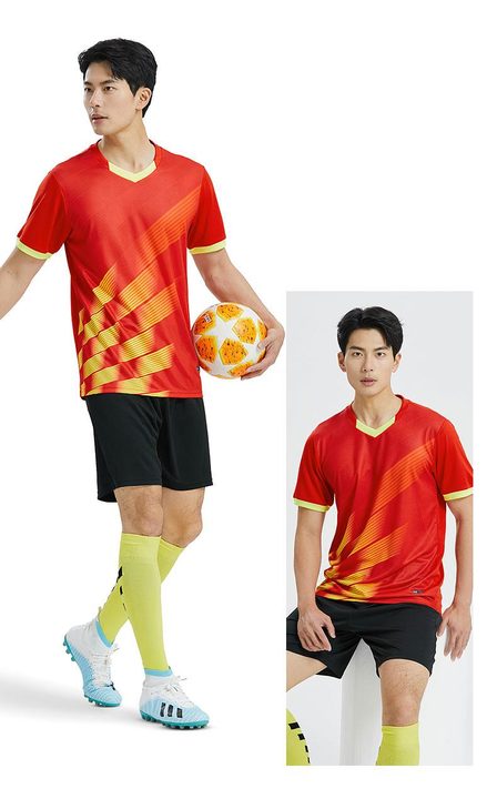 V-neck Short Sleeve Striped Soccer Jersey – MODEL 1