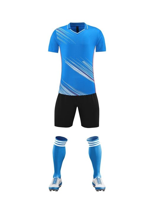 قميص كرة قدم بـأكمام قصيرة ياقة V خطوط – FRONT 4