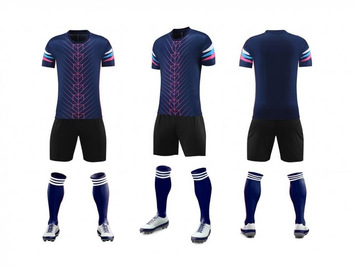 Maglia da calcio a maniche corte con girocollo con righe – COMBO 4