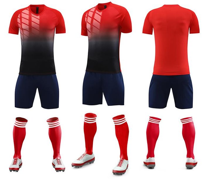 Maglia da calcio a maniche corte con scollo a V con righe – COMBO 4