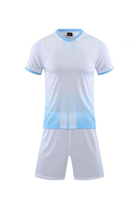 V领短袖条纹足球服 – FRONT 1
