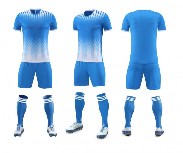 Kurzarm-Fußballtrikot mit V-Ausschnitt und Streifen – COMBO 7