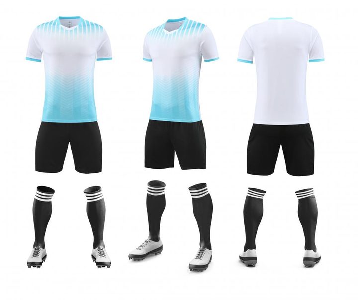 Kurzarm-Fußballtrikot mit V-Ausschnitt und Streifen – COMBO 1