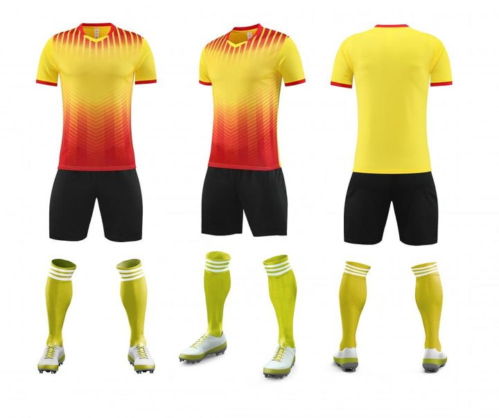 Kurzarm-Fußballtrikot mit V-Ausschnitt und Streifen – COMBO 4