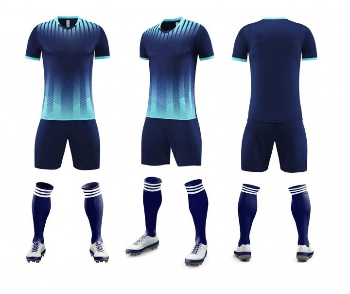Kurzarm-Fußballtrikot mit V-Ausschnitt und Streifen – COMBO 2