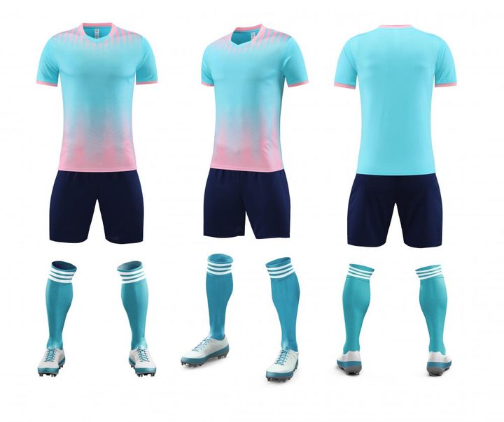 Kurzarm-Fußballtrikot mit V-Ausschnitt und Streifen – COMBO 6