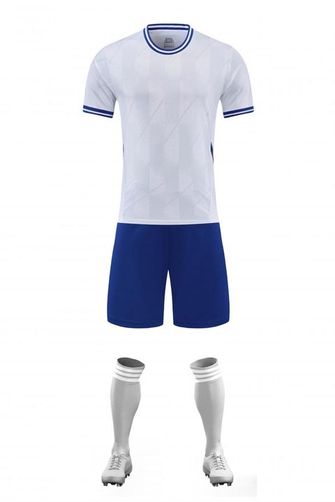 Tricou de fotbal, cu mânecă scurtă, cu decolteu rotund și cu dungi – FRONT 1