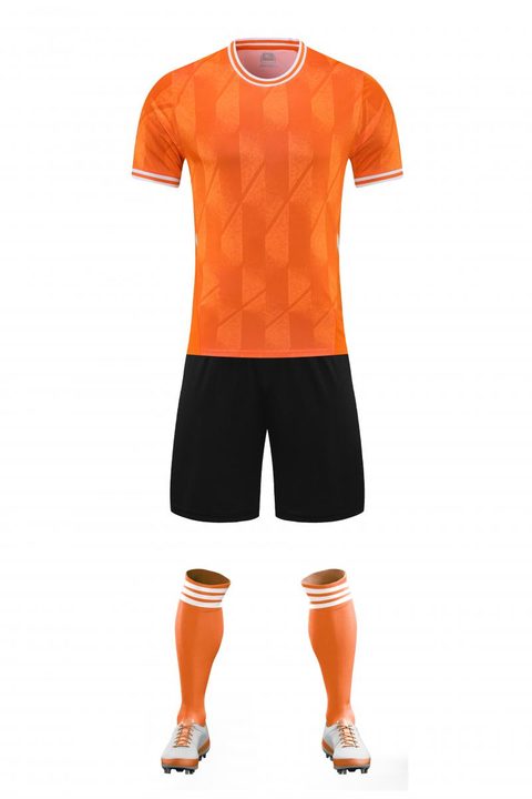 Tricou de fotbal, cu mânecă scurtă, cu decolteu rotund și cu dungi – FRONT 4