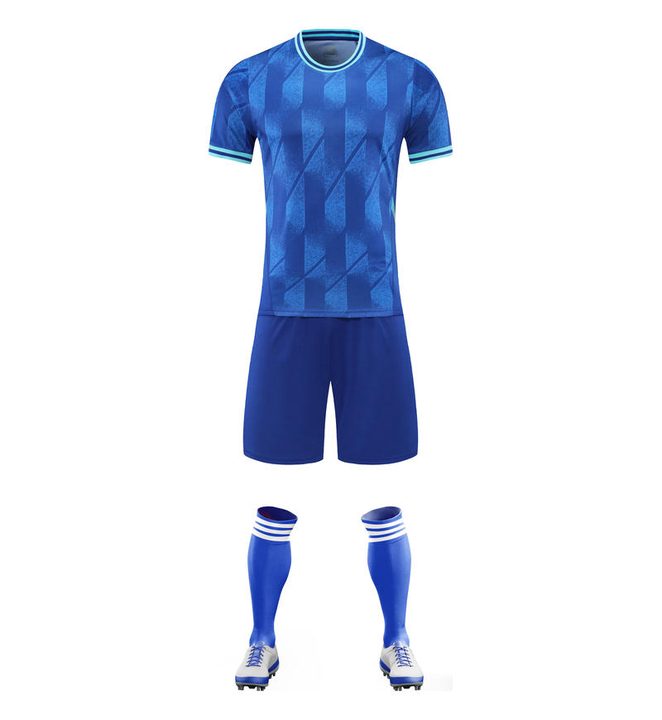 Tricou de fotbal, cu mânecă scurtă, cu decolteu rotund și cu dungi – FRONT 2