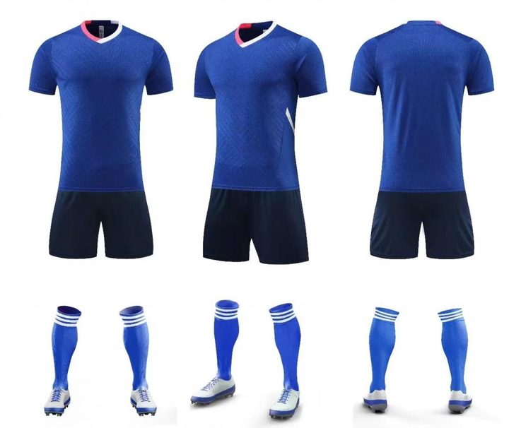 Camiseta de fútbol de manga corta con cuello en V con rayas – COMBO 2