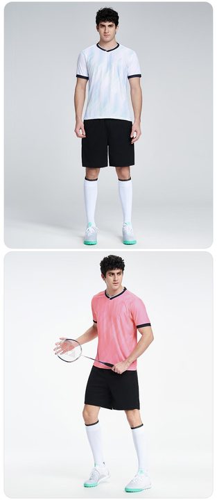 V-neck Short Sleeve Striped Soccer Jersey – MODEL 1