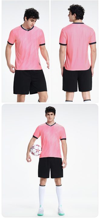 V-neck Short Sleeve Striped Soccer Jersey – MODEL 2