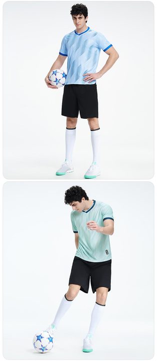 V-neck Short Sleeve Striped Soccer Jersey – MODEL 5