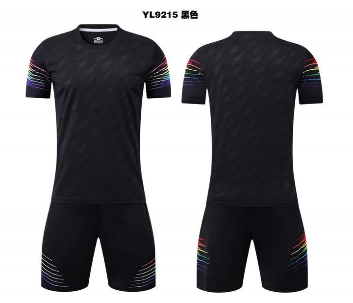Kurzarm-Fußballtrikot mit Rundhalsausschnitt und Streifen – COMBO 5
