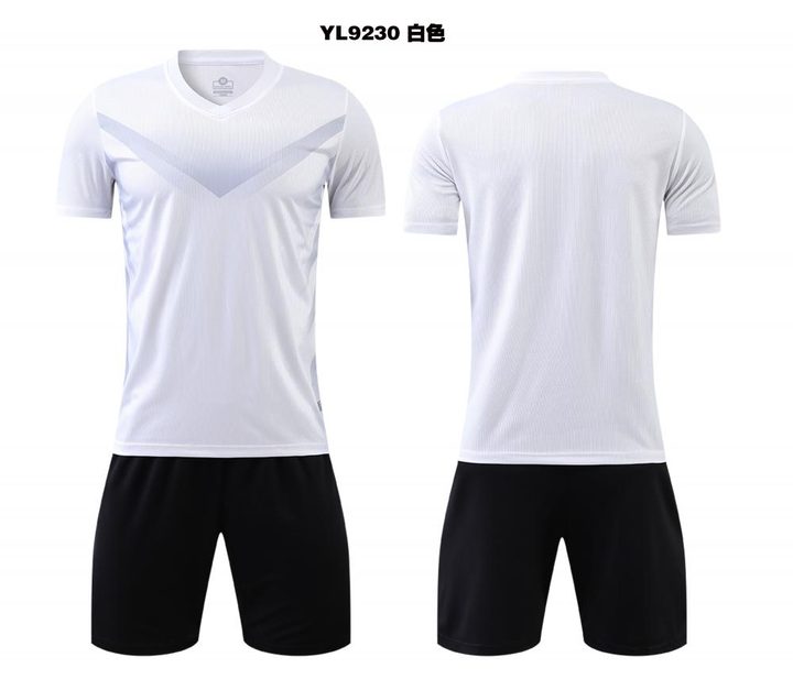 Tricou de fotbal, cu mânecă scurtă, cu decolteu în V și cu dungi – COMBO 1