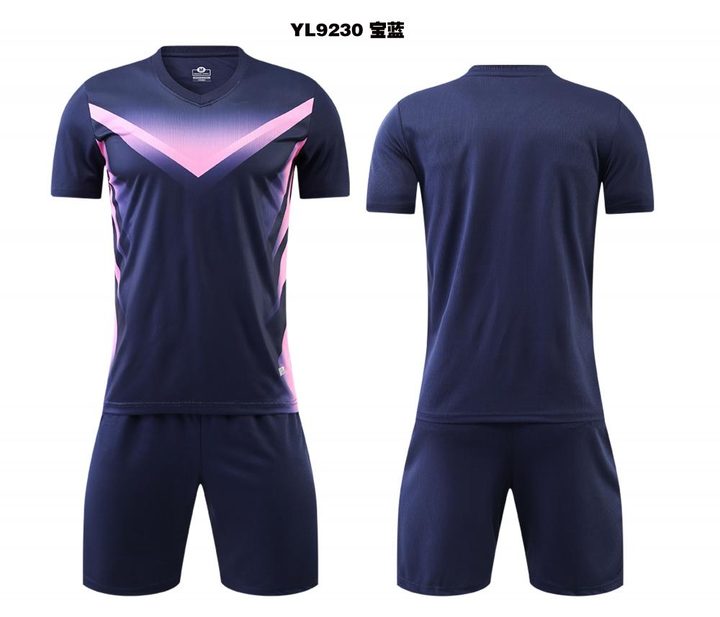 Tricou de fotbal, cu mânecă scurtă, cu decolteu în V și cu dungi – COMBO 2