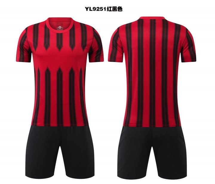 Maillot de football à manches courtes avec col rond à rayures – COMBO 4