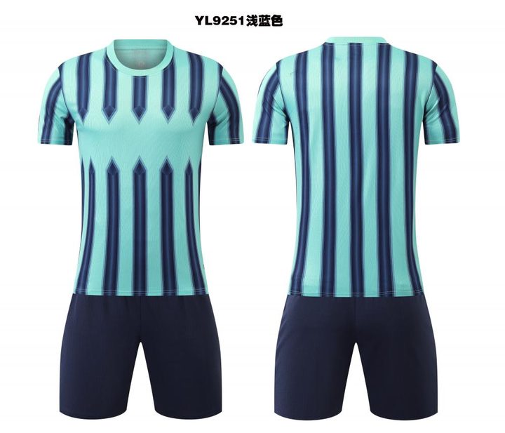 Maillot de football à manches courtes avec col rond à rayures – COMBO 5