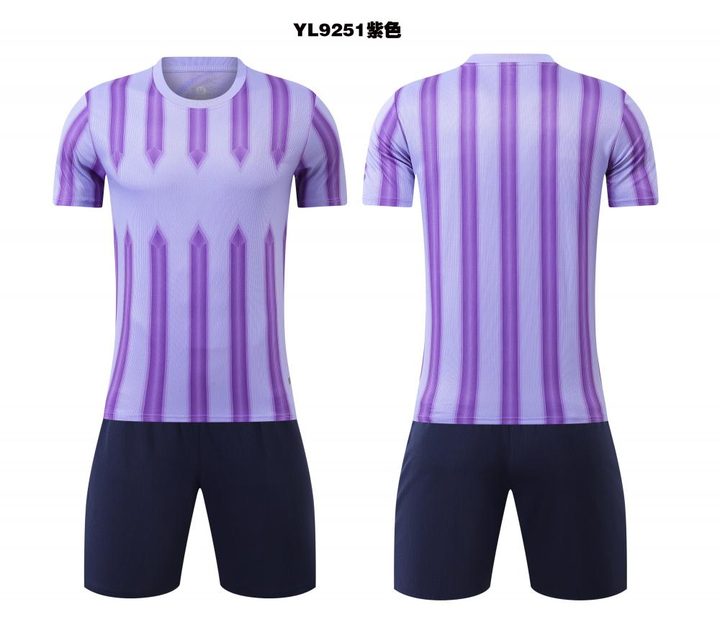 Maillot de football à manches courtes avec col rond à rayures – COMBO 2