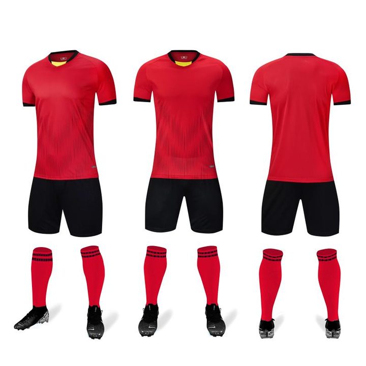 Camiseta de fútbol de manga corta con cuello en V con rayas – COMBO 2