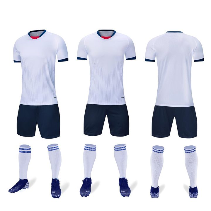 Camiseta de fútbol de manga corta con cuello en V con rayas – COMBO 1