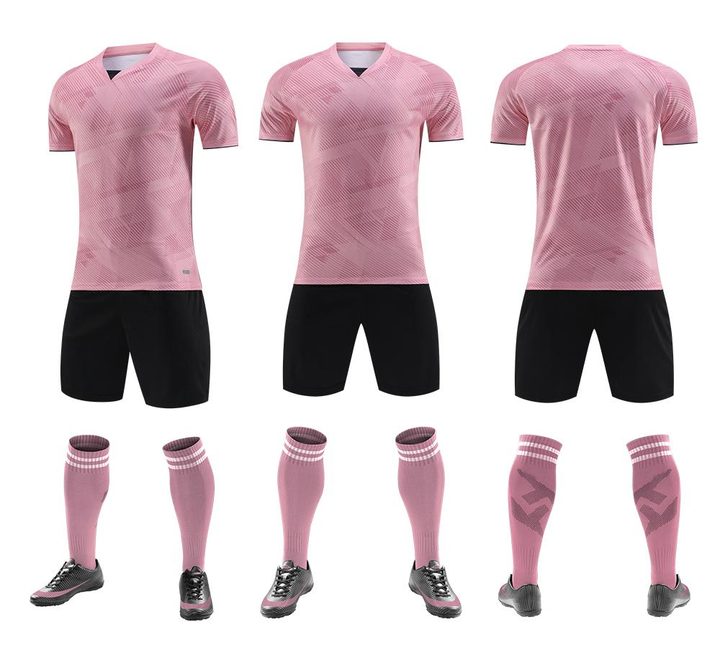 Maglia da calcio a maniche corte con scollo a V con righe – COMBO 4