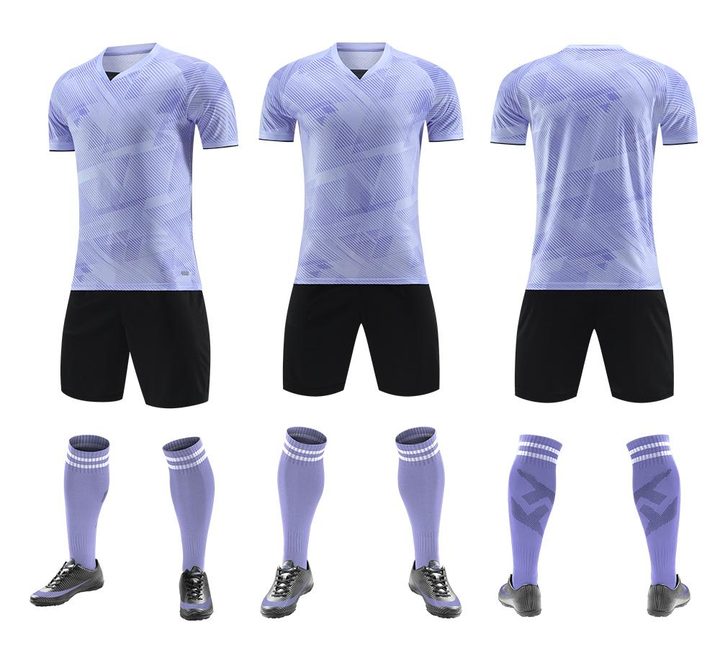 Maglia da calcio a maniche corte con scollo a V con righe – COMBO 2